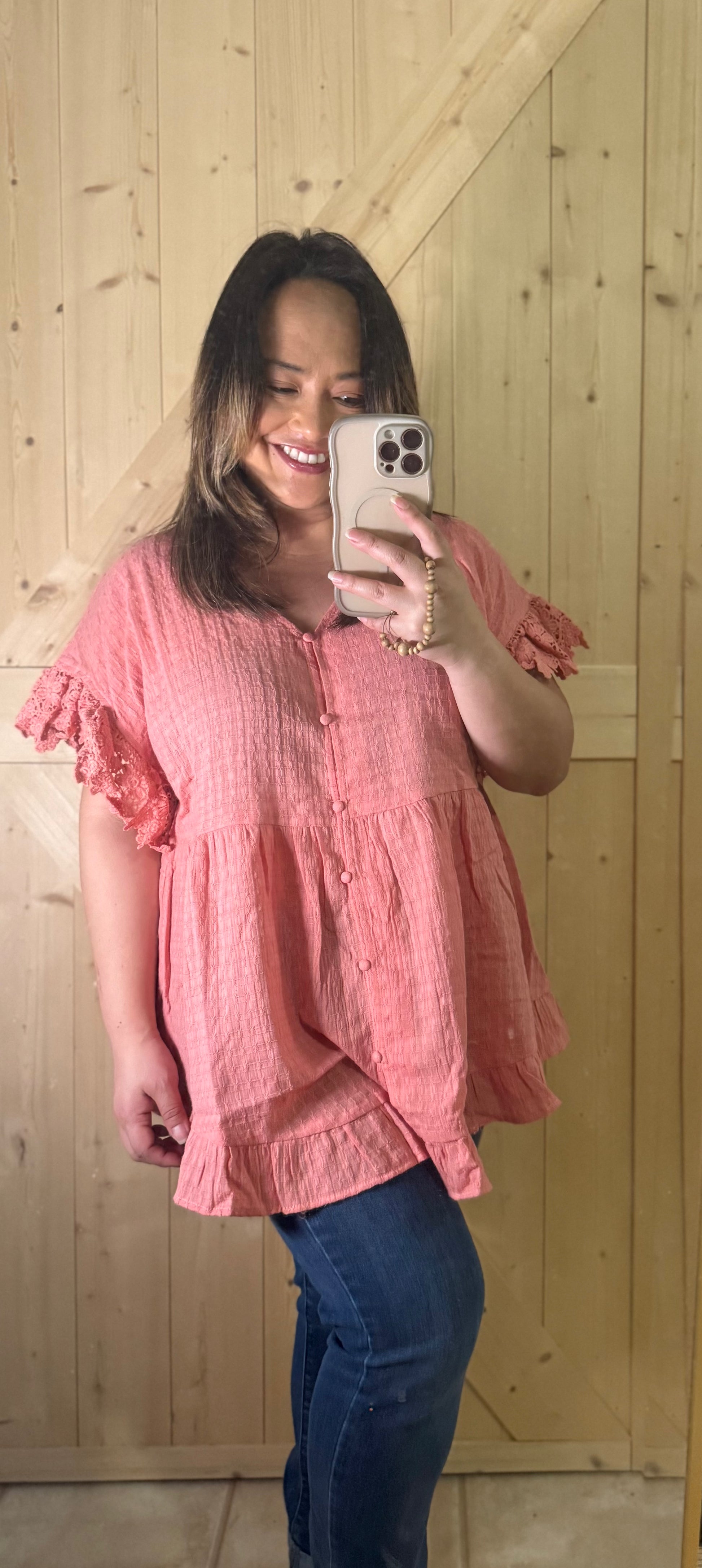 Blush Breeze Peasant Top