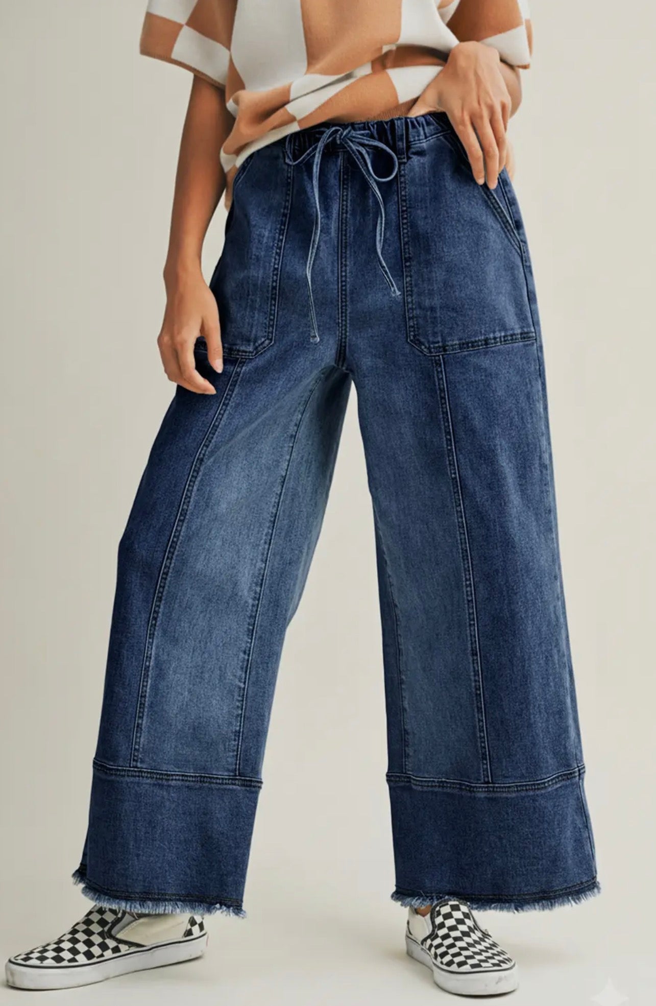 Avery Drawstring Barrel Jeans