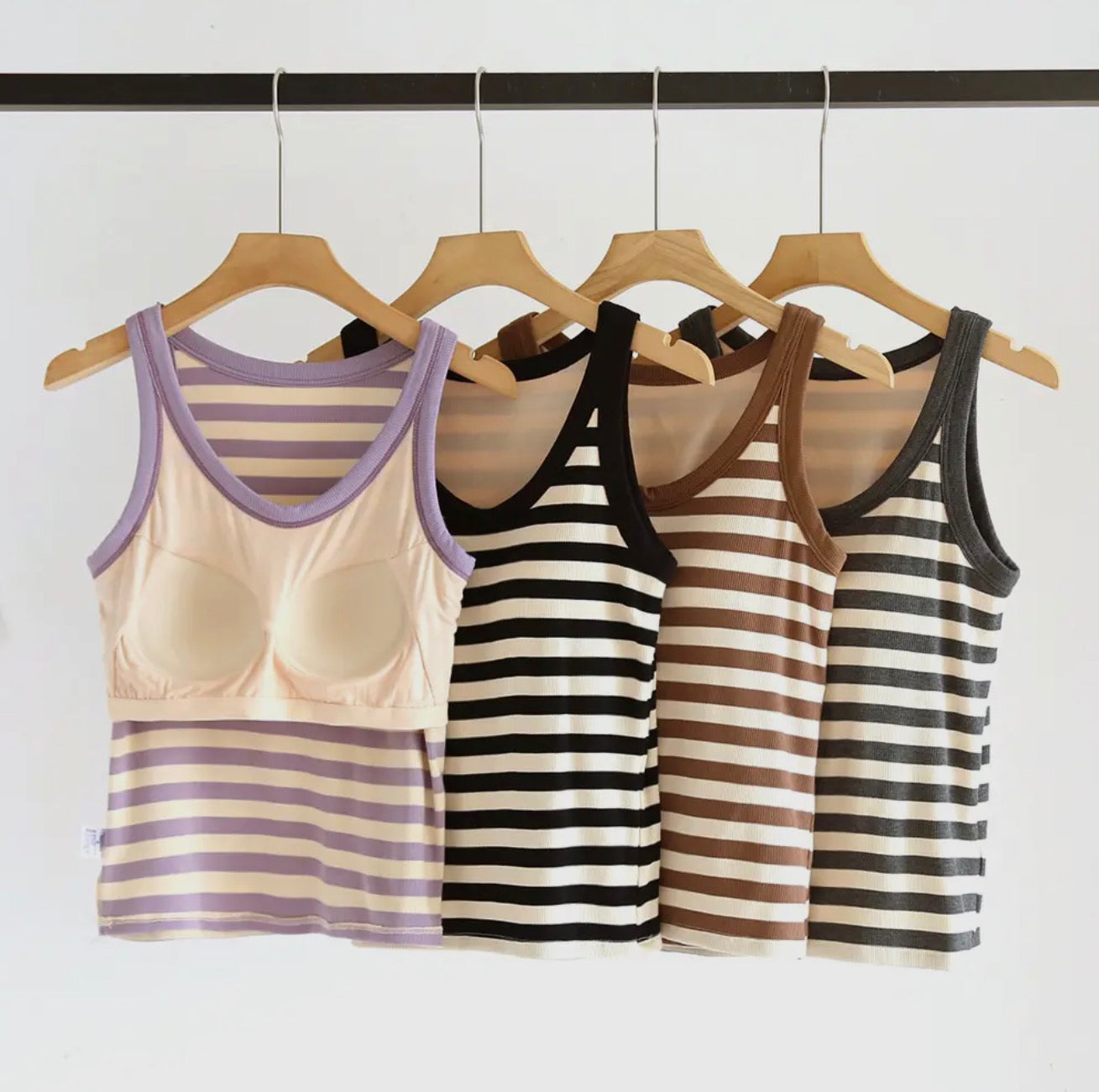 Essential Tank with Built-in-Bra: Striped